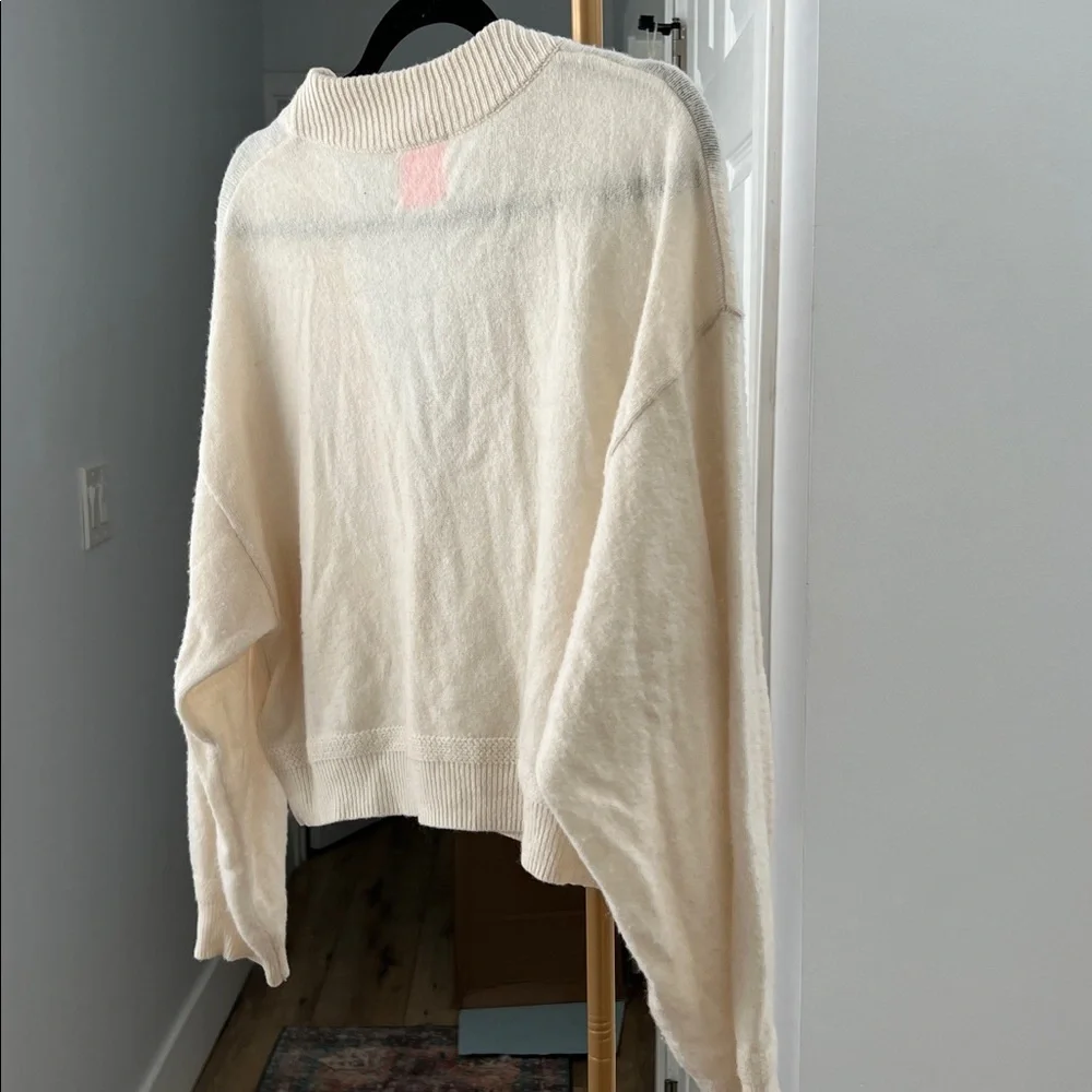 CRUSH Collection Acai Cashmere V Neck Button Down Relaxed Cardigan White Cream S - Picture 8 of 11
